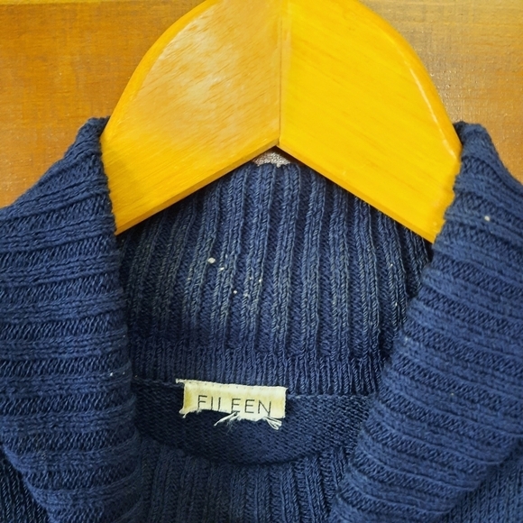 Eileen Fisher navy blue knit turtleneck sweater - Picture 10 of 10